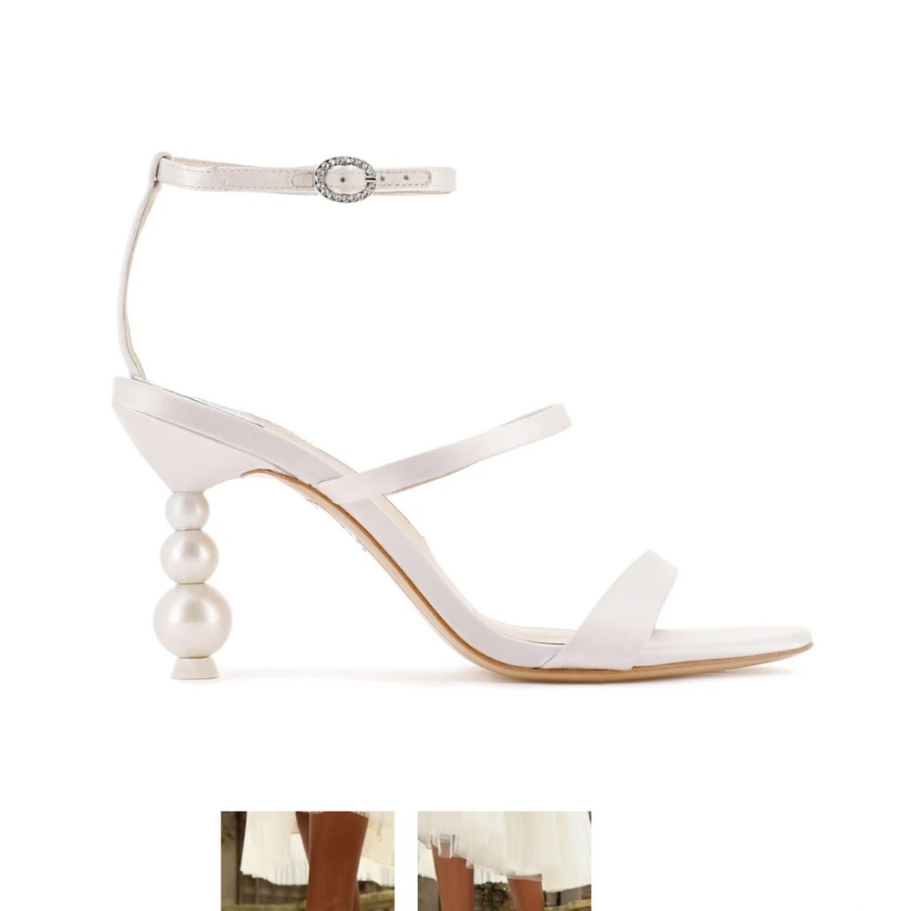 Elegant White Strappy Heels with Pearl Detail